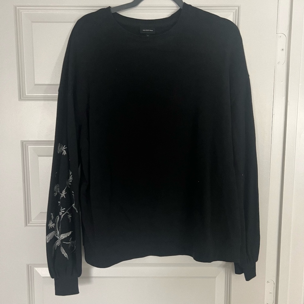 Who What Wear Black Sweatshirt Silver Embroidered Sleeve Design